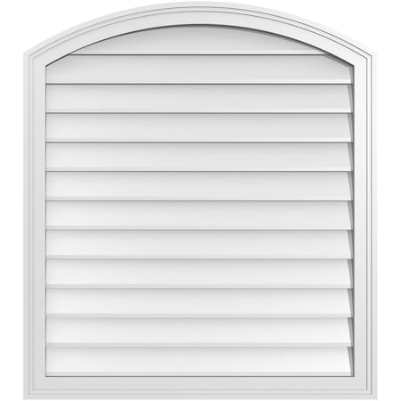 Ekena Millwork Arch Top Surface Mount PVC Gable Vent: Functional, w/ 2"W x 1-1/2"P Brickmould Frame, 32"W x 36"H GVPAR32X3602SF